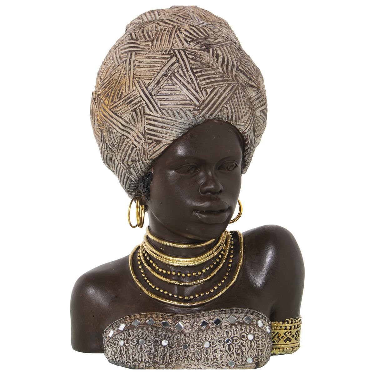Alexandra House Living Busto Beige Plástico Africana 25 x 21 x 35 cm