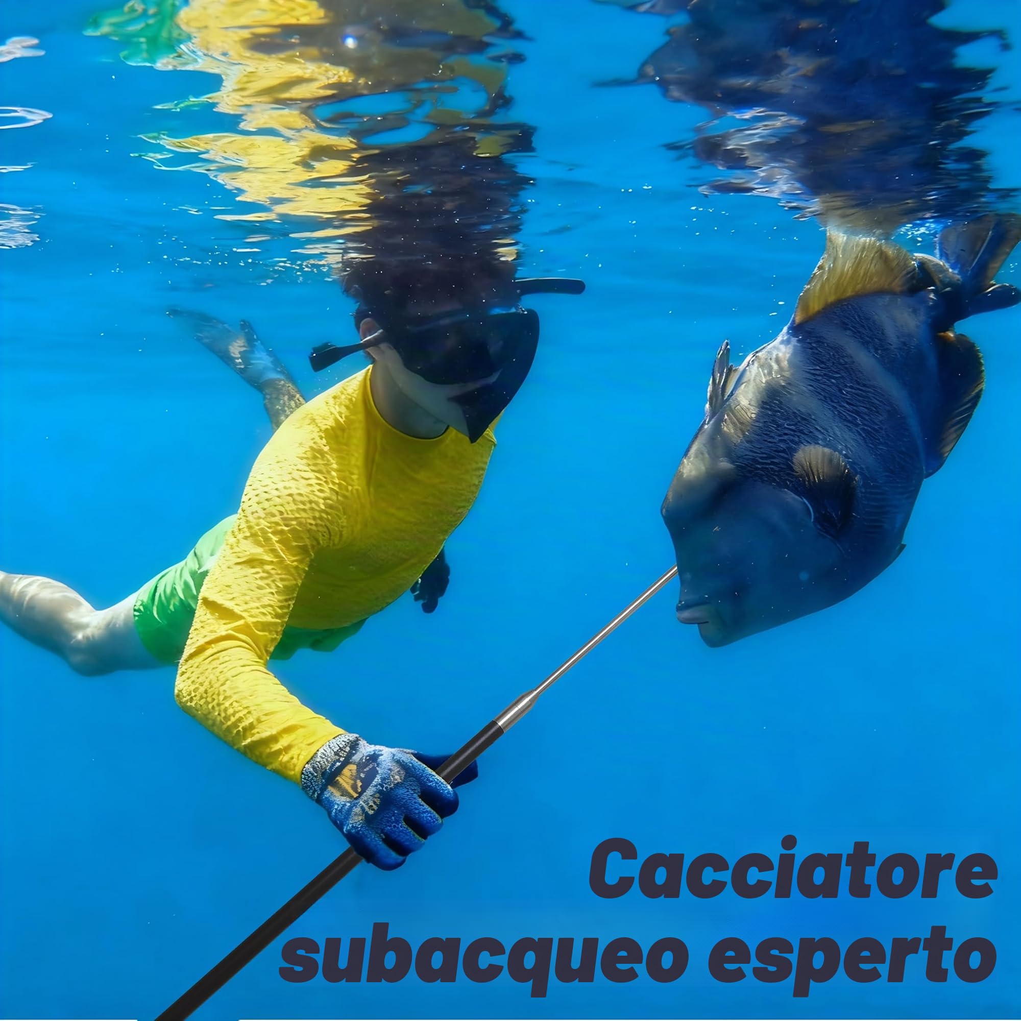 Hawaiian Sling Fishing Spear 2,1 m Viaggio Alluminio Pole Lancia 3 Rebbi Sling Lancia Attrezzatura da Pesca Snorkeling Immersione Attrezzatura da Immersione Polespears Arpione per Pesca Kayak, Pesca