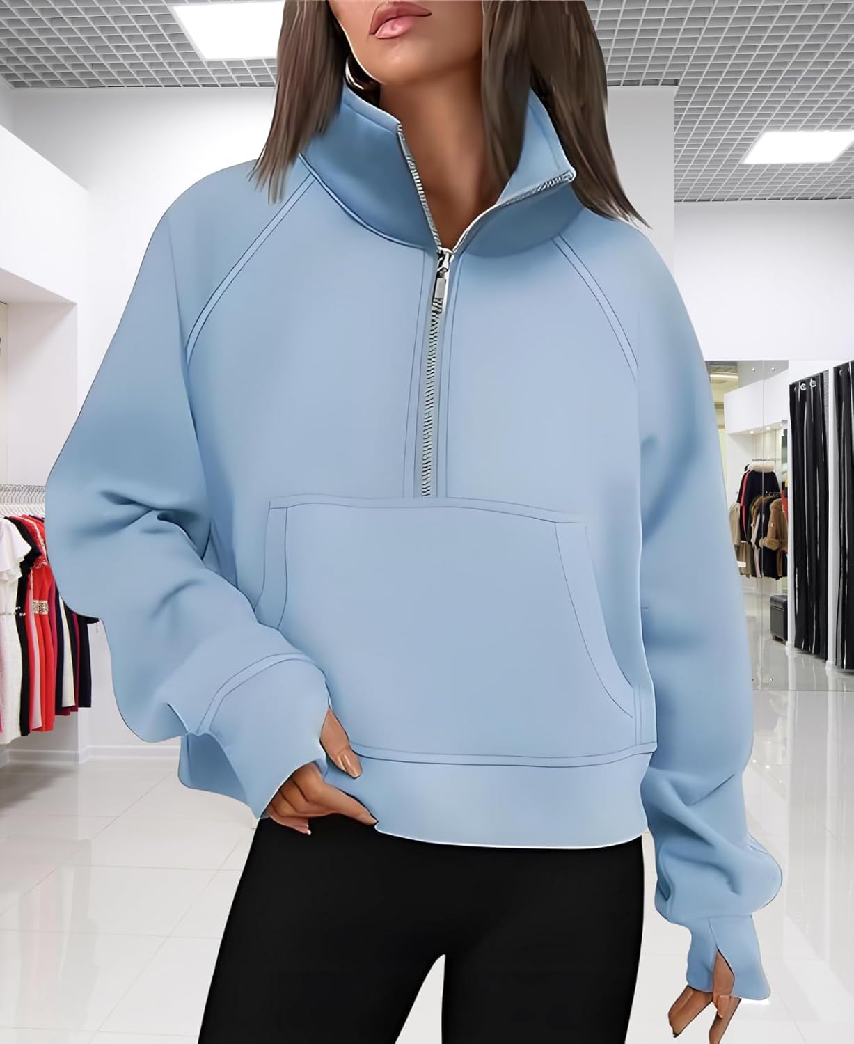 Women's Quarter-Zip Pullover - Fleece Oversized Sweatshirt Casual Fall Fashion Top for Women - Image 6