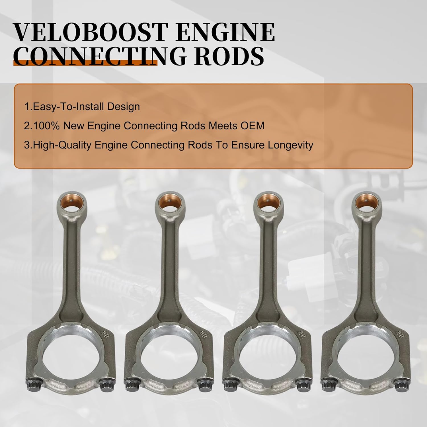23510-2E001 4pcs Connecting Rods Compatible with Hyundai 2.0L 2013-2018 for Kia 2.0L 2012-2019 G4NA After-Market Parts Replace OE 23510-2E400