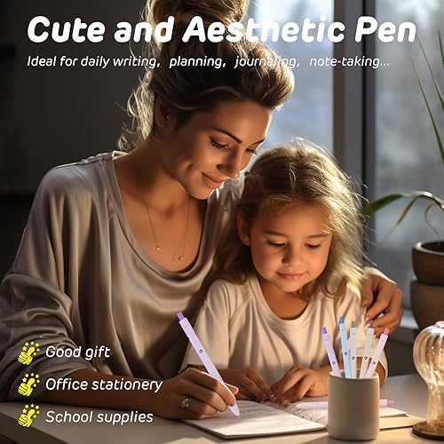 Miniatura 6 de DRMAVI 5 bolígrafos de tinta de gel retráctiles, bolígrafos de tinta negra, punta fina de 0.020 in, bolígrafos estéticos de escritura suave,