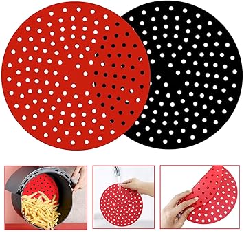 Air Fryer Liners Reusable,Silicone Air Fryer Mats Easy to Clean,Non-Stick Silicone Air Fryer Basket Mats 