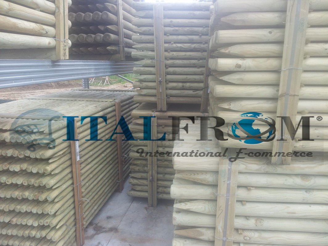 Postes de madera de pino torneados, impregnados y tratados. Poste redondo para empalizadas o estacadas. 10 piezas, diámetro 4 cm, altura 200 mm, 5843.