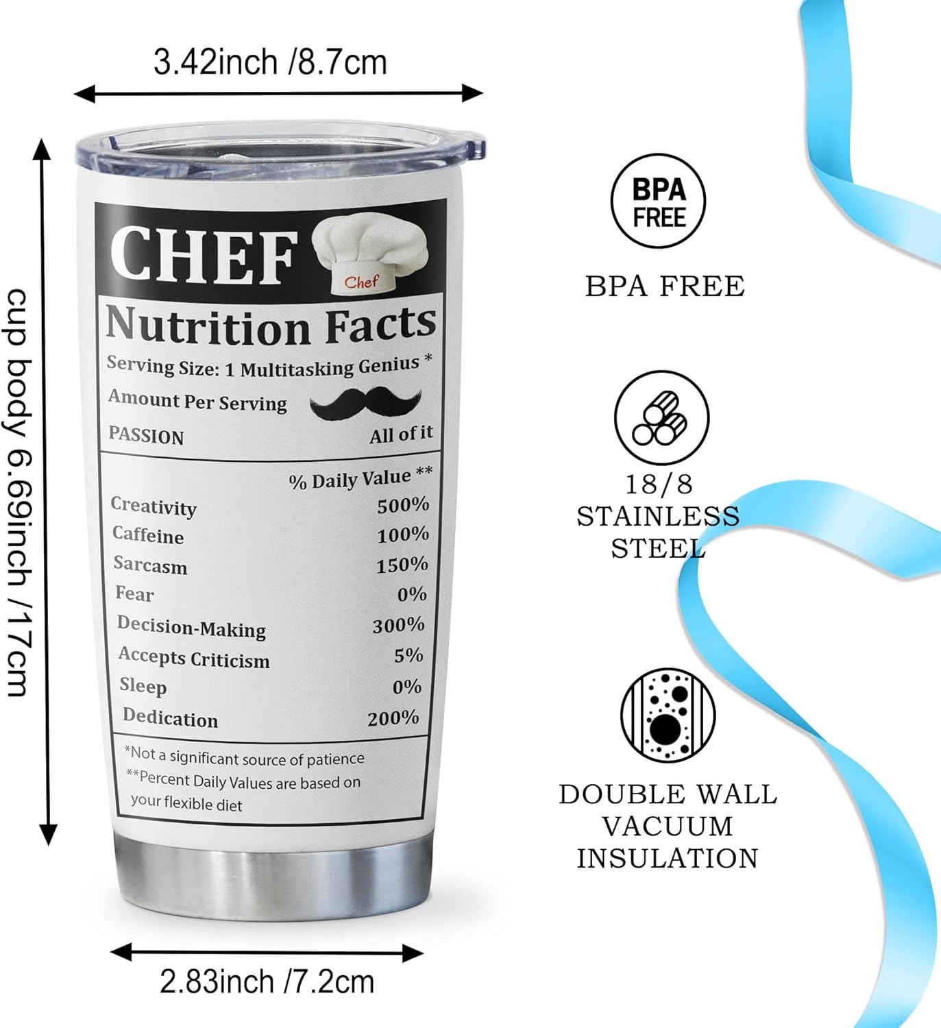 Christmas Chef Gifts Tumbler 20oz, Chef Gifts for Men Women, Gift for Cooking Lovers, Culinary Present Ideas, Best Cooks Mug 1PC - Image 5