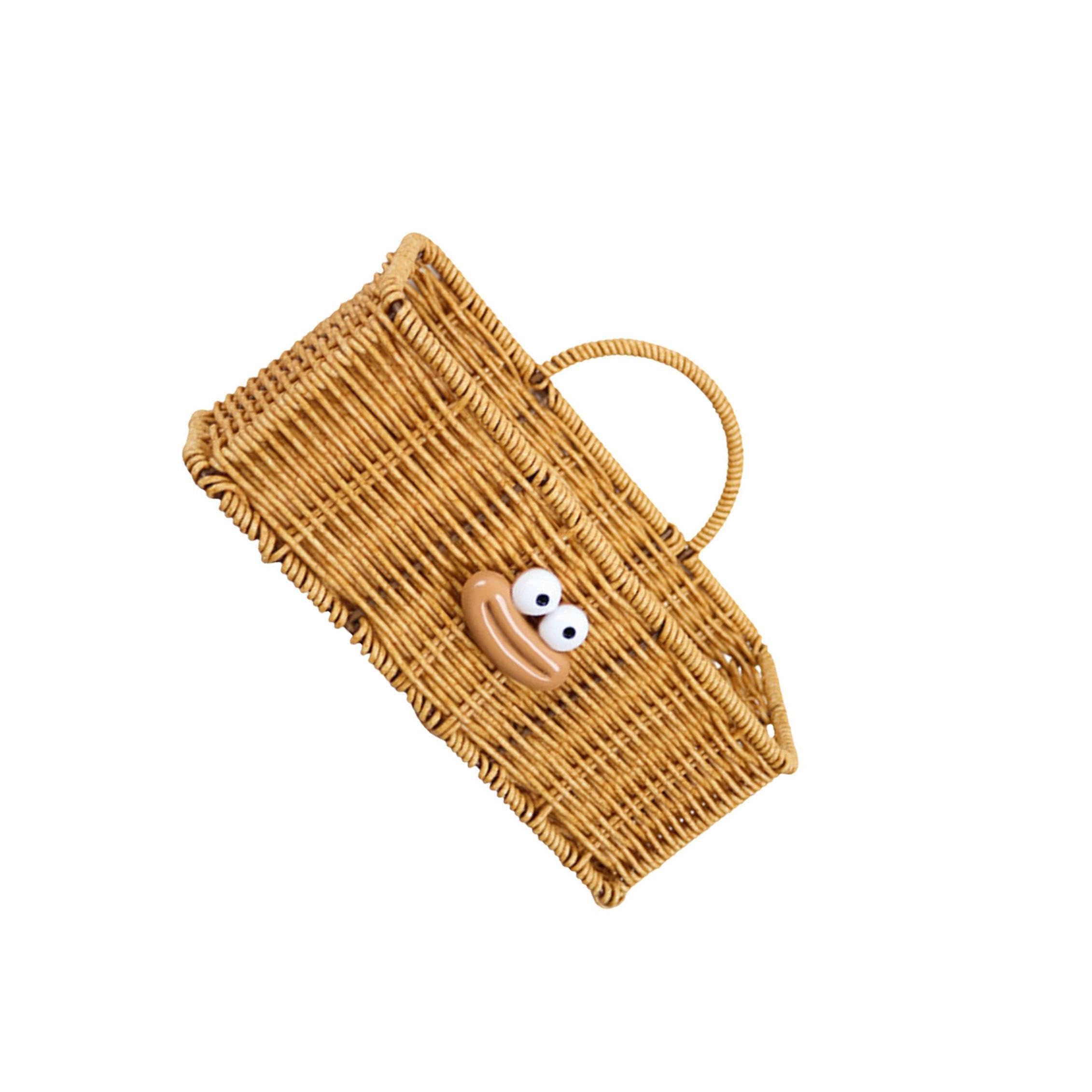 CYDZSRA Practical Storage Basket Wall Mount Vintage Imitation Rattan Decorative Baskets Rustic Charm Elegant Swing Rustic Hanging Storage Baskets Ginger Garlic
