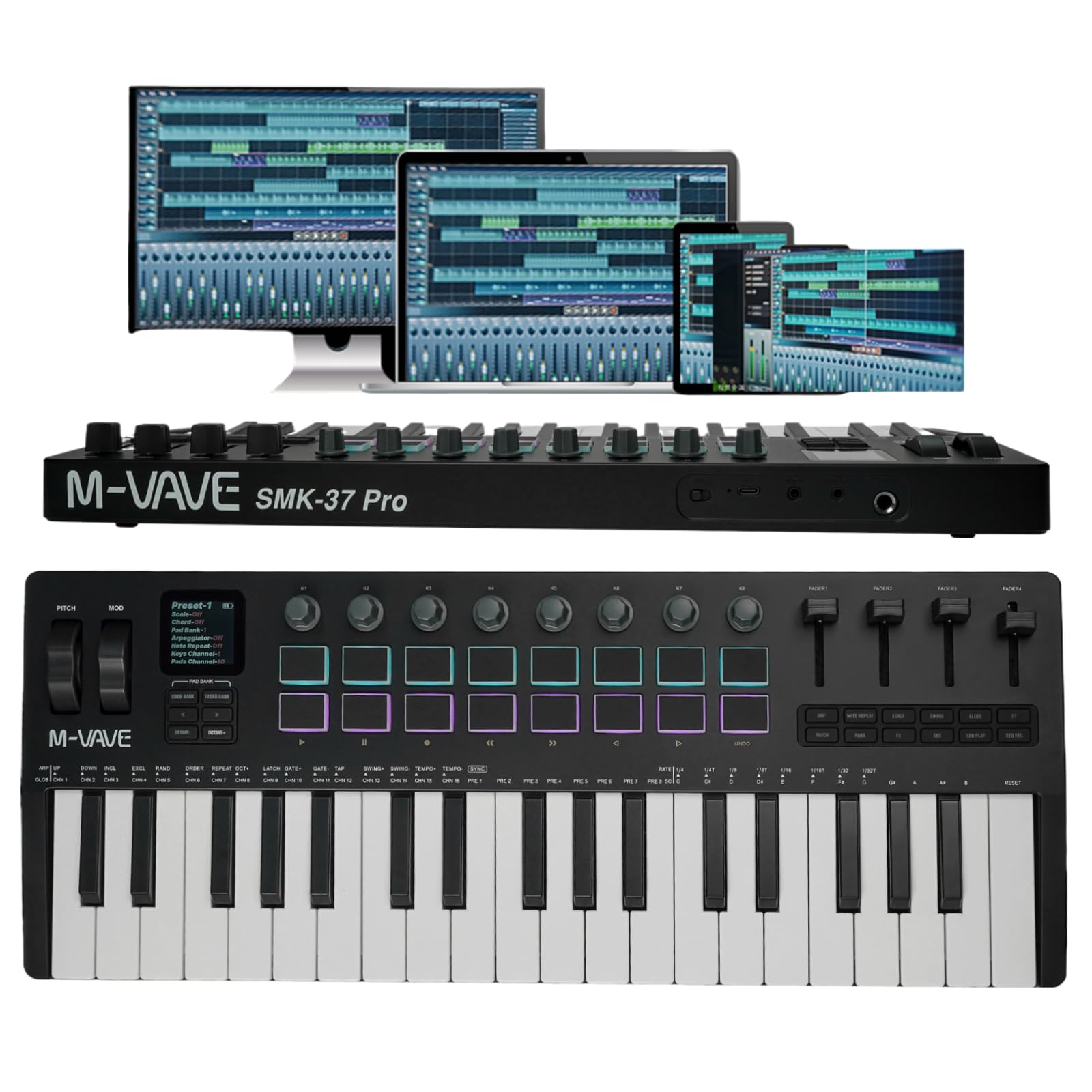 VEDO M-VAVE SMK-37 PRO Controlador MIDI Teclado 37 Teclas