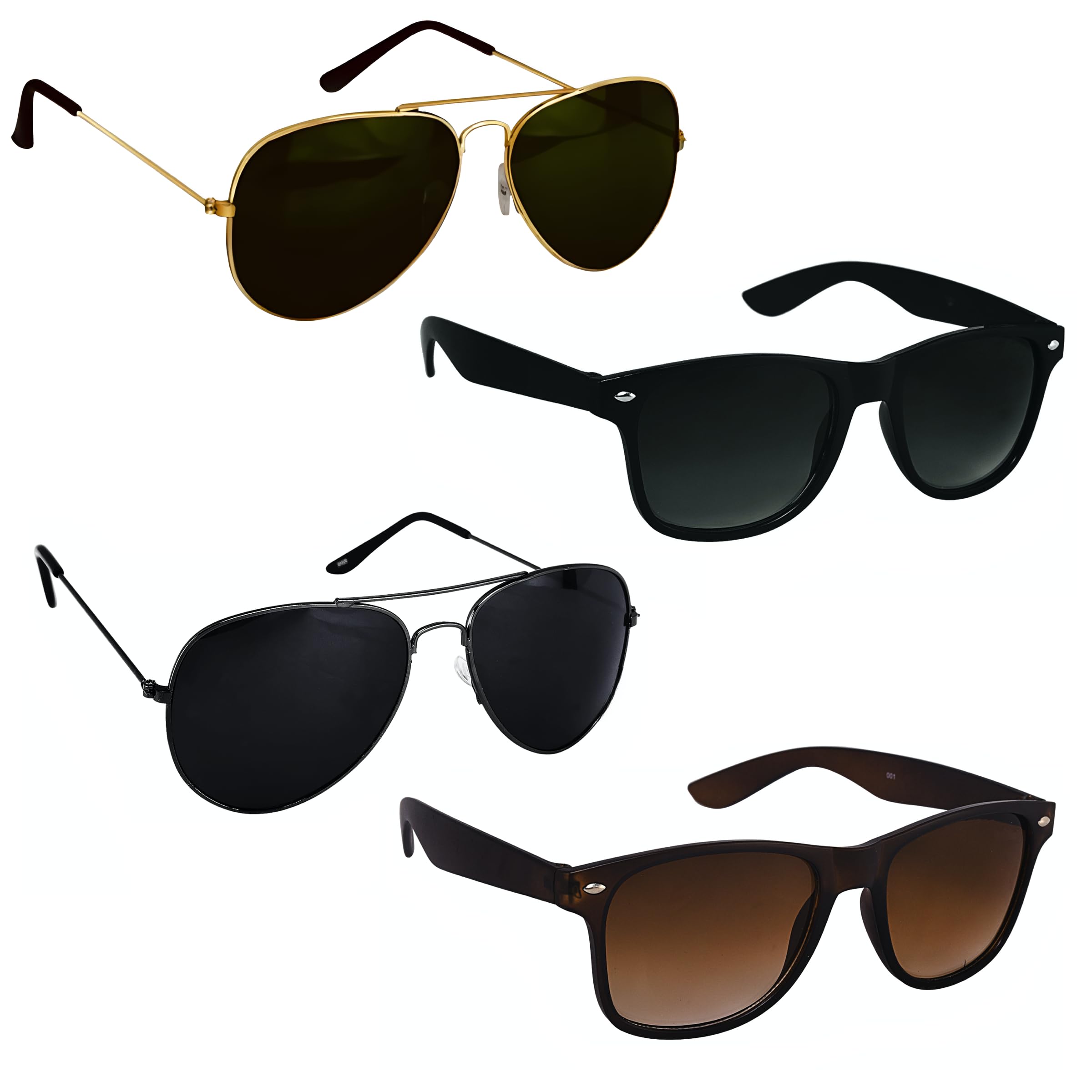 imperial club Sunglasses Combo Pack, Oval and Square Style, UV Protection, Black and Brown lens, Unisex Adult, Pack of 4-picture-18