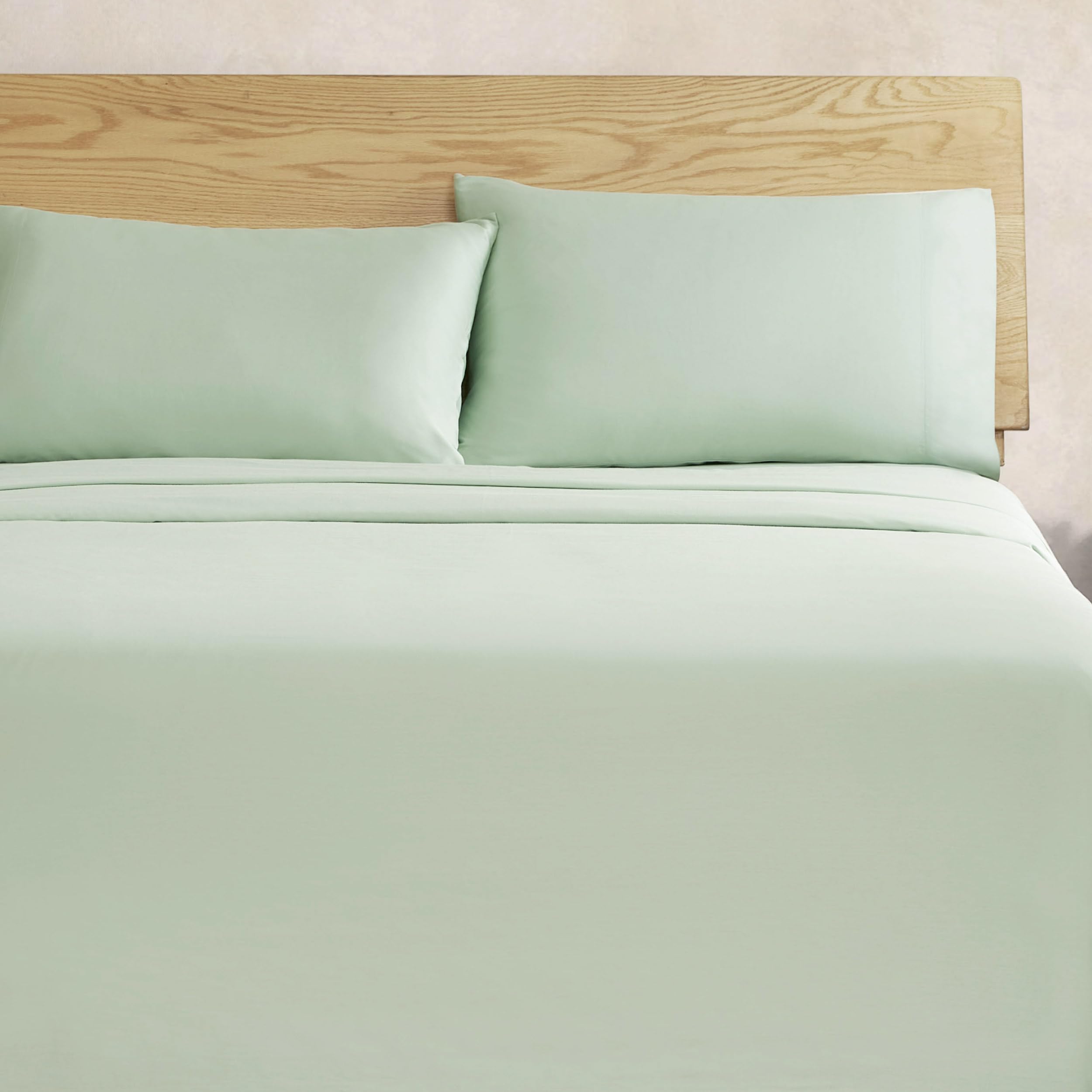 Parure de lit vert écume de mer en satin de coton pour chambre design