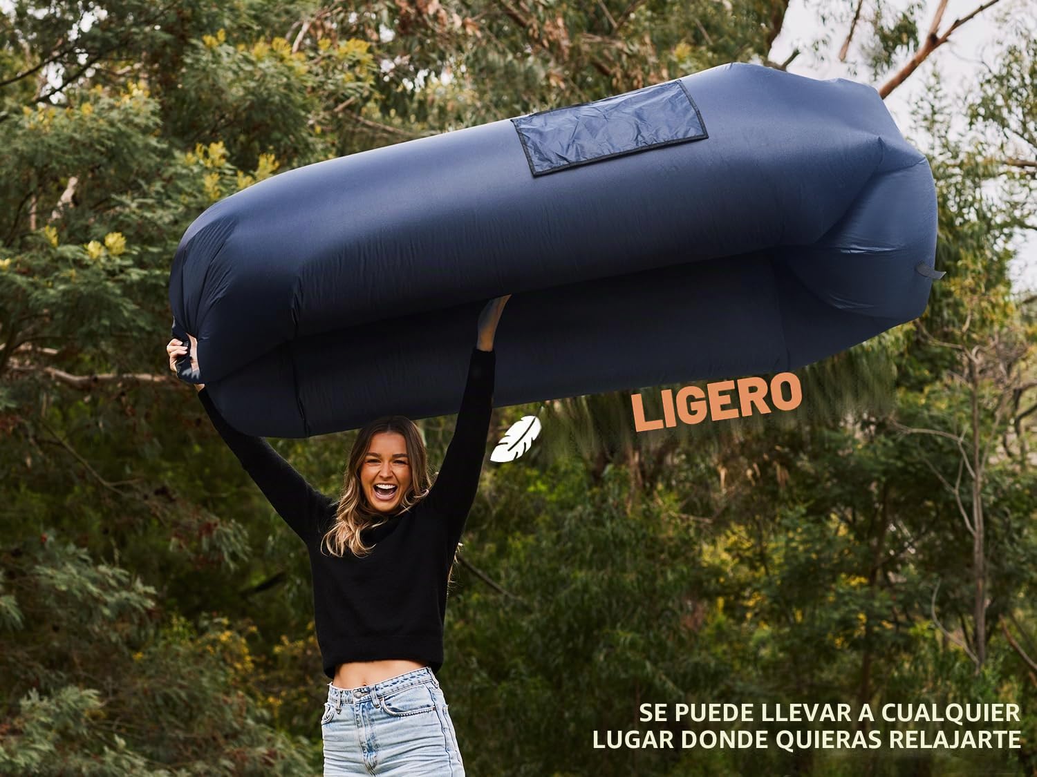 WEKAPO Tumbona Inflable para Acampada y Playa, sofá Inflable portátil para Senderismo, césped, películas y Festivales de música en Interiores y Exteriores. Hamaca de Aire Ligera y fácil de Instalar