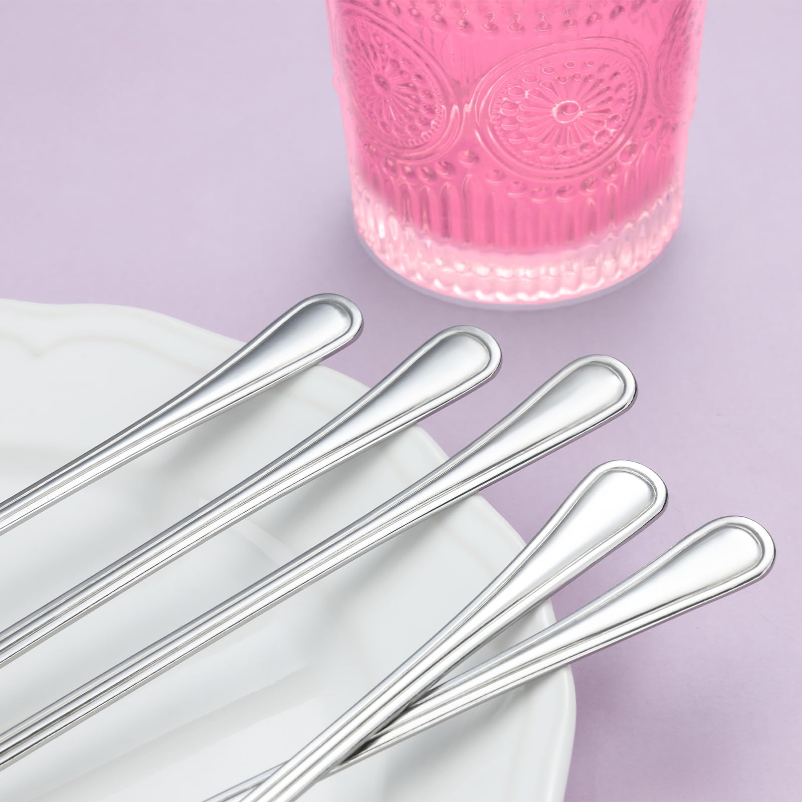 12 Stück Latte Macchiato Löffel Set, Gifcomda 23cm Langer Griff Eislöffel Set, Rührlöffel aus Edelstahl mit langem Stiel, Dessertlöffel für Zuhause Restaurant Partei, Ideal für Getränke
