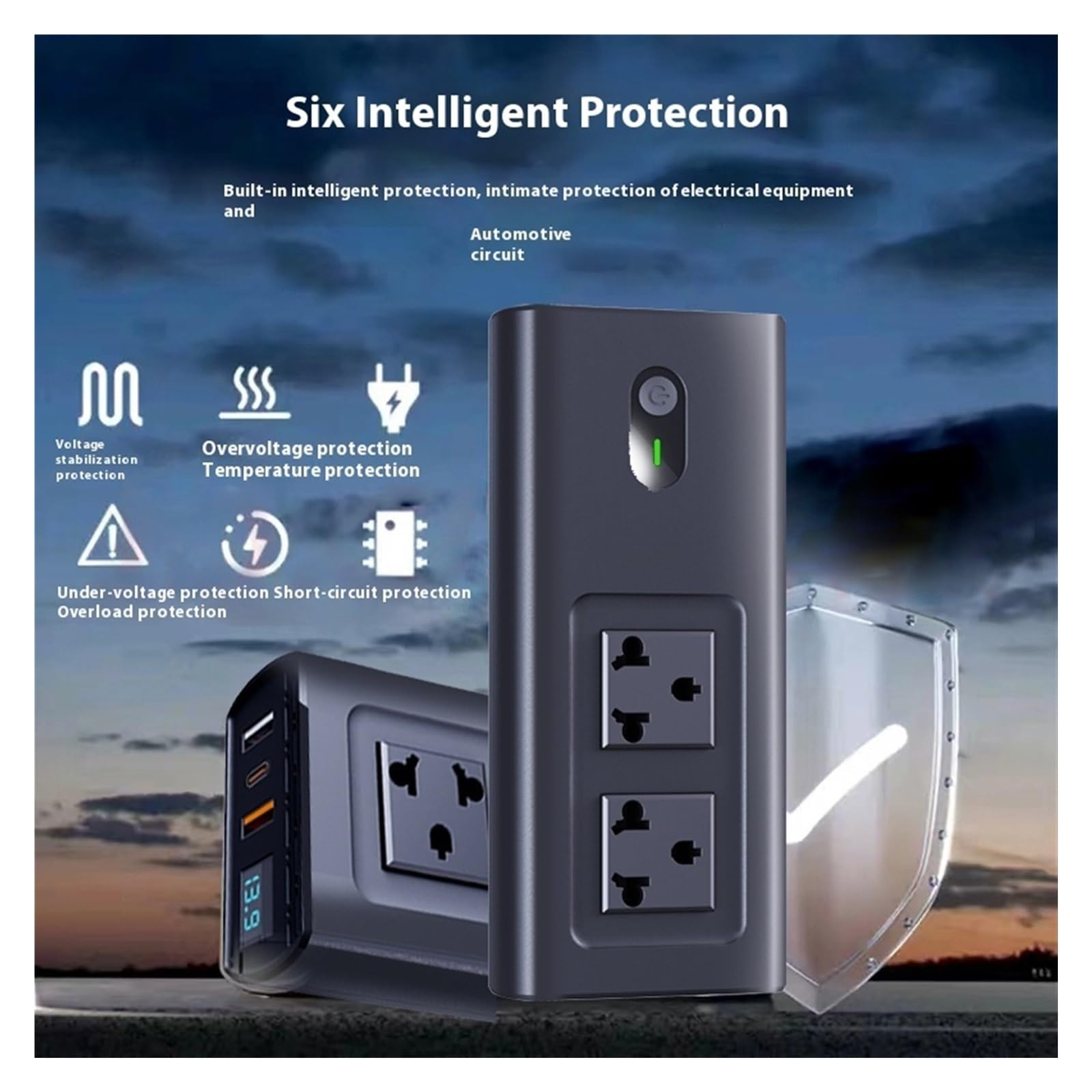 Inwertery, 150W Inwerter samochodowy USB typu C 30W DC 12V do AC Auto Power Invertor Szybkie ładowanie do zasilacza samochodowego