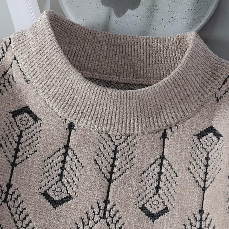 Men's Chenille Sweater Printing Round Neck Knitted Base Sweaters