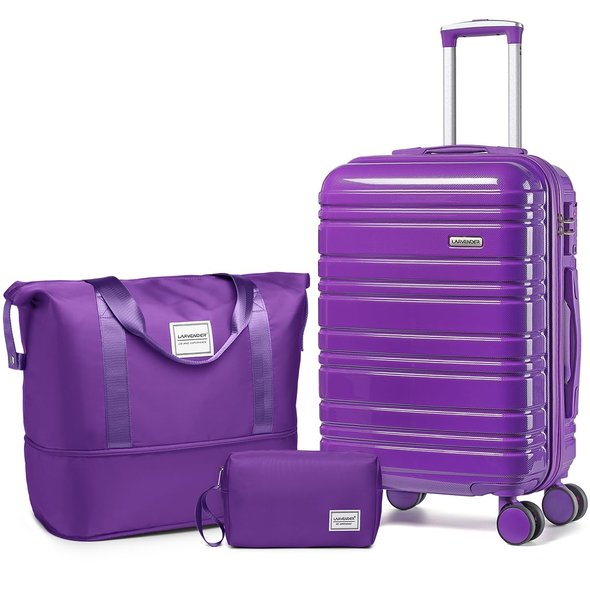 LARVENDER Carry on Luggage 22x14x9 Airline Approved, 20 Inch Hardside Suitcase with Wheels TSA Lock, PC+ABS Lightweight Travel Luggage Sets for Women,