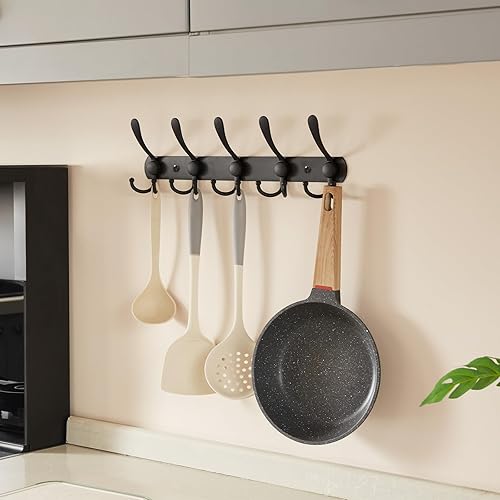 Miniatura 4 de Gancho de pared para colgar ropa, ganchos de pared negros para dormitorio, cocina, baño, color negro