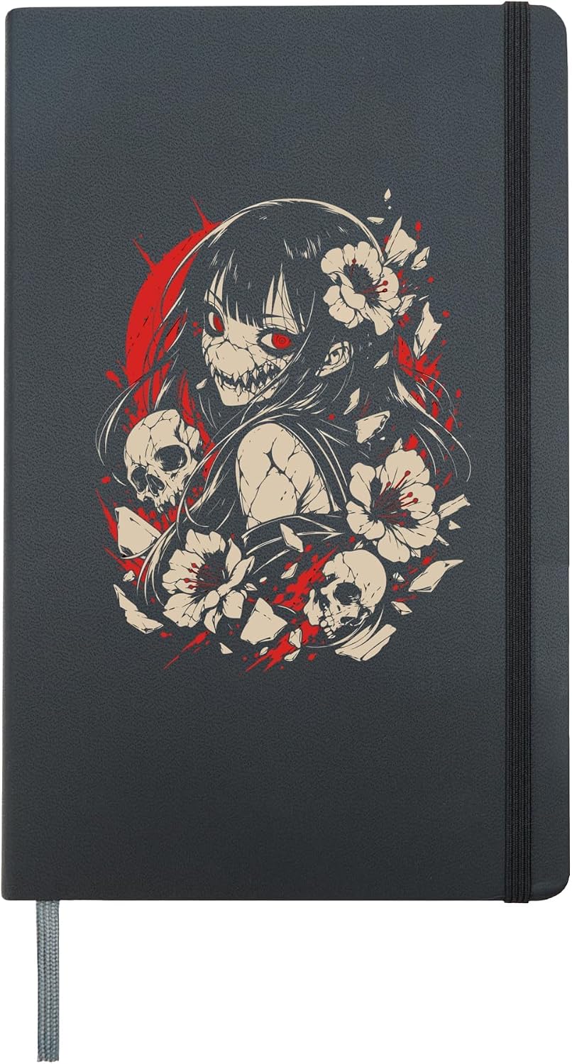 Anime Convention Outfit Dark Anime Girl Creepy Cosplay Hardcover Journal, Black