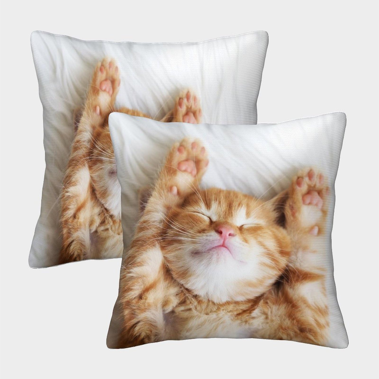Mjfcoin Style-4 3D Printed Ginger Cat Square Pillowcases Dinosaurs Square Throw Pillow Decorative Super Soft Pack Of 2 For Patio,Couch, Tent, Balcony And Sofa 40X40cm