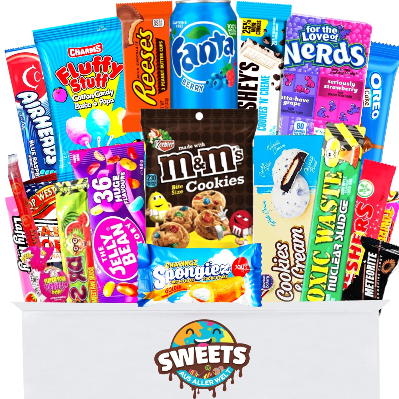 Amerikanische Süßigkeiten Box mit 24 Snacks – Süßigkeiten aus aller Welt - American Candy Box – Sweets Süssigkeiten Box aus Amerika