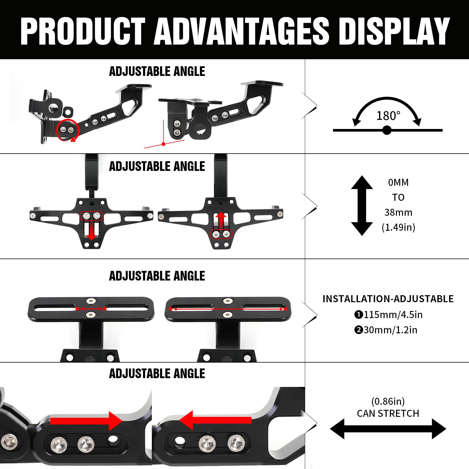 DREAMIZER Supporto per Targa per Moto Kit di Eliminazione Parafango Supporto Universale per Targa per Motocicletta Compatibile con MT01 MT07 MT09 Z900 SV650 FZS1000 FZS600