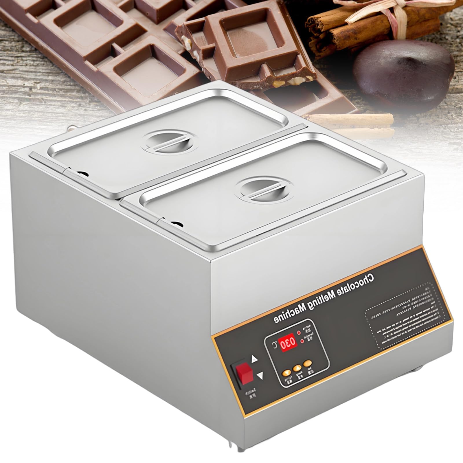 Fornello Elettrico 500W per Cioccolato, Acciaio Inossidabile, Controllo Automatico della Temperatura, Adatto per Uso Professionale e Domestico 2cylinder