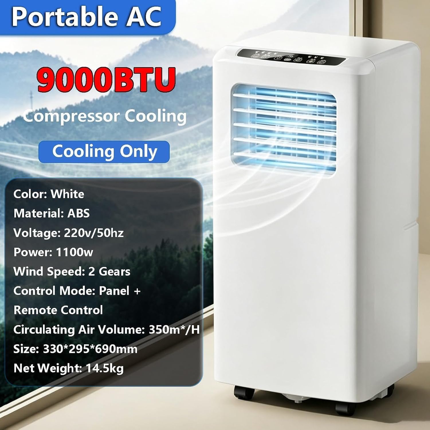 HURUMA Aire Acondicionado Portátil 8000BTU, Unidad de Climatización con Kit de Ventana, Temporizador 24H y Mando a Distancia, Funcionamiento Silencioso y Fácil Instala, 9000btu