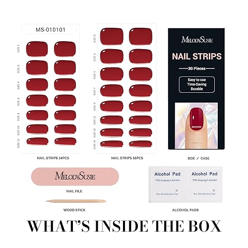 Miniatura 3 de MelodySusie Tiras de uñas de gel semicuradas, color rojo, funcionan con cualquier lámpara de uñas, calidad de salón, larga duración, fácil de