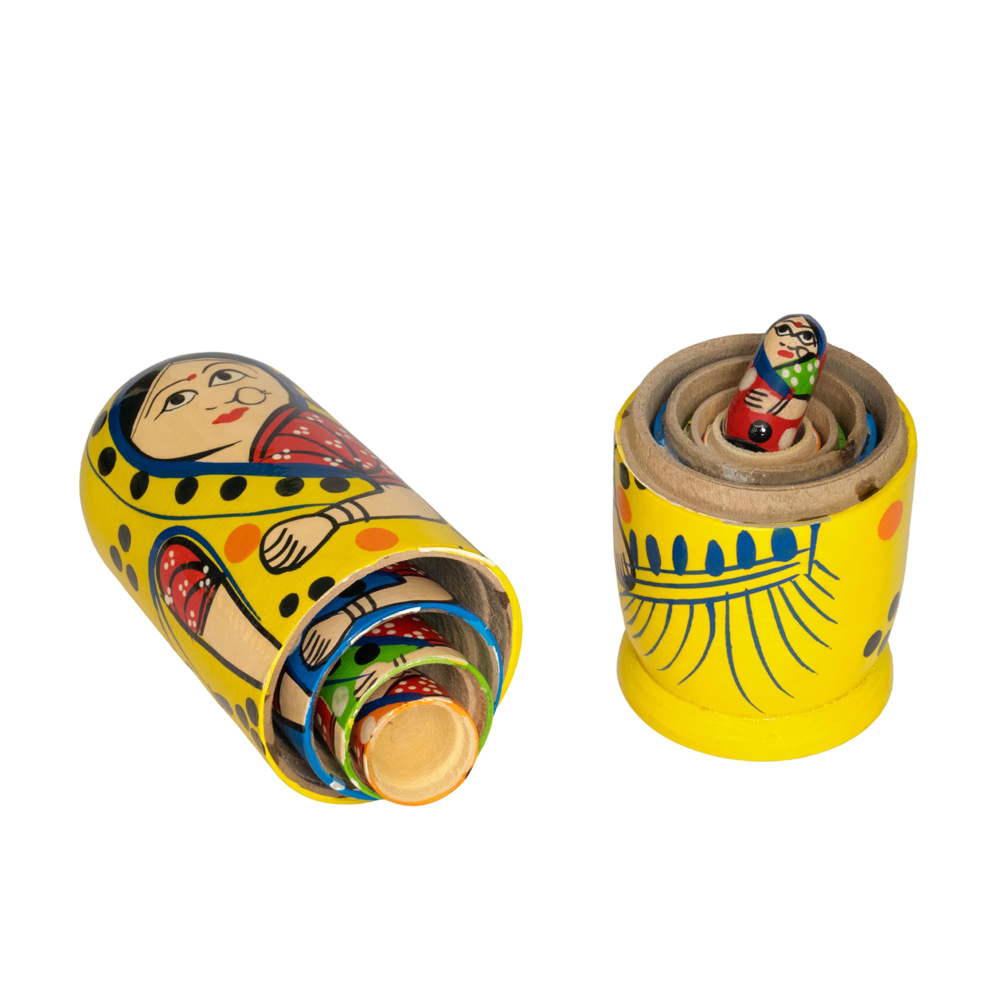 Toolart Set of 5 Wooden Russian Nesting Dolls - Matryoshka Stacking Nested Wood Dolls (DIY-White) 3