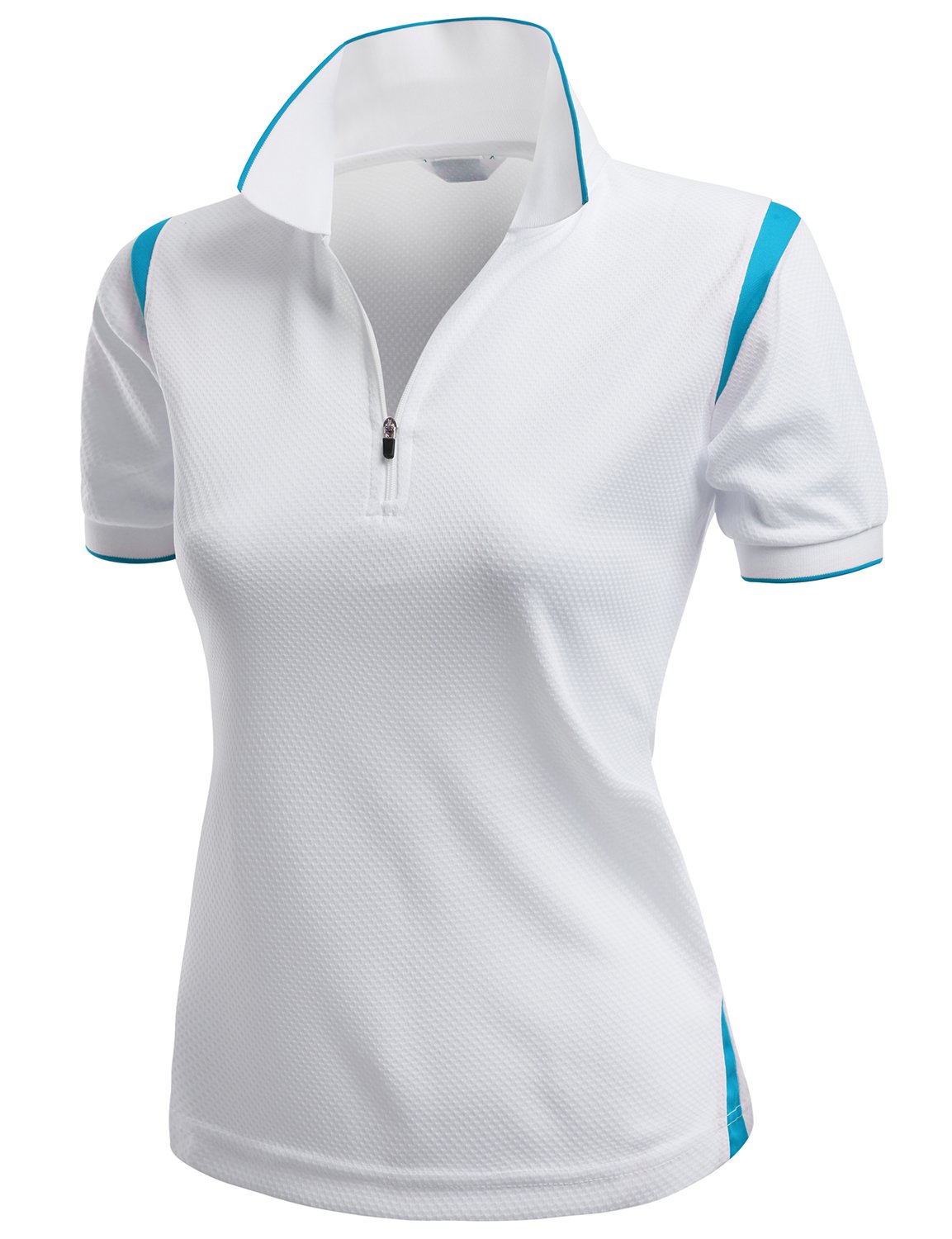 Women's Coolon 2 Tone Collar Zipup Polo T-Shirt