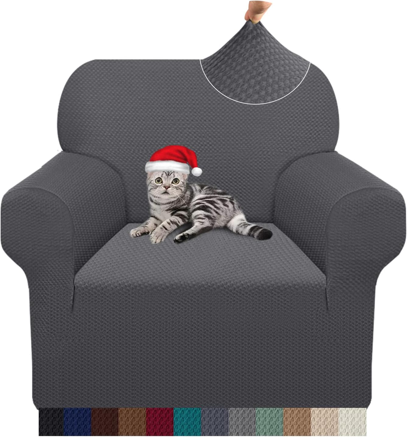 Luxurlife Thick Velvet Sofa Cover, 1 Piece, High Elastic NonSlip Couch Cover, 1 Seater