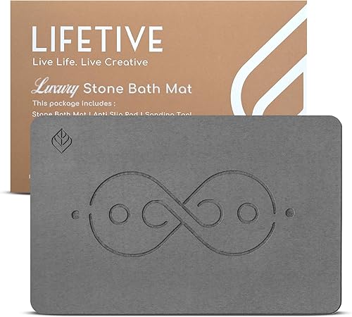 Lifetive Tapete de baño de piedra de lujo tapete de ducha de tierra de diatomeas superficie absorbente instantánea ecológico y moderno pizarra