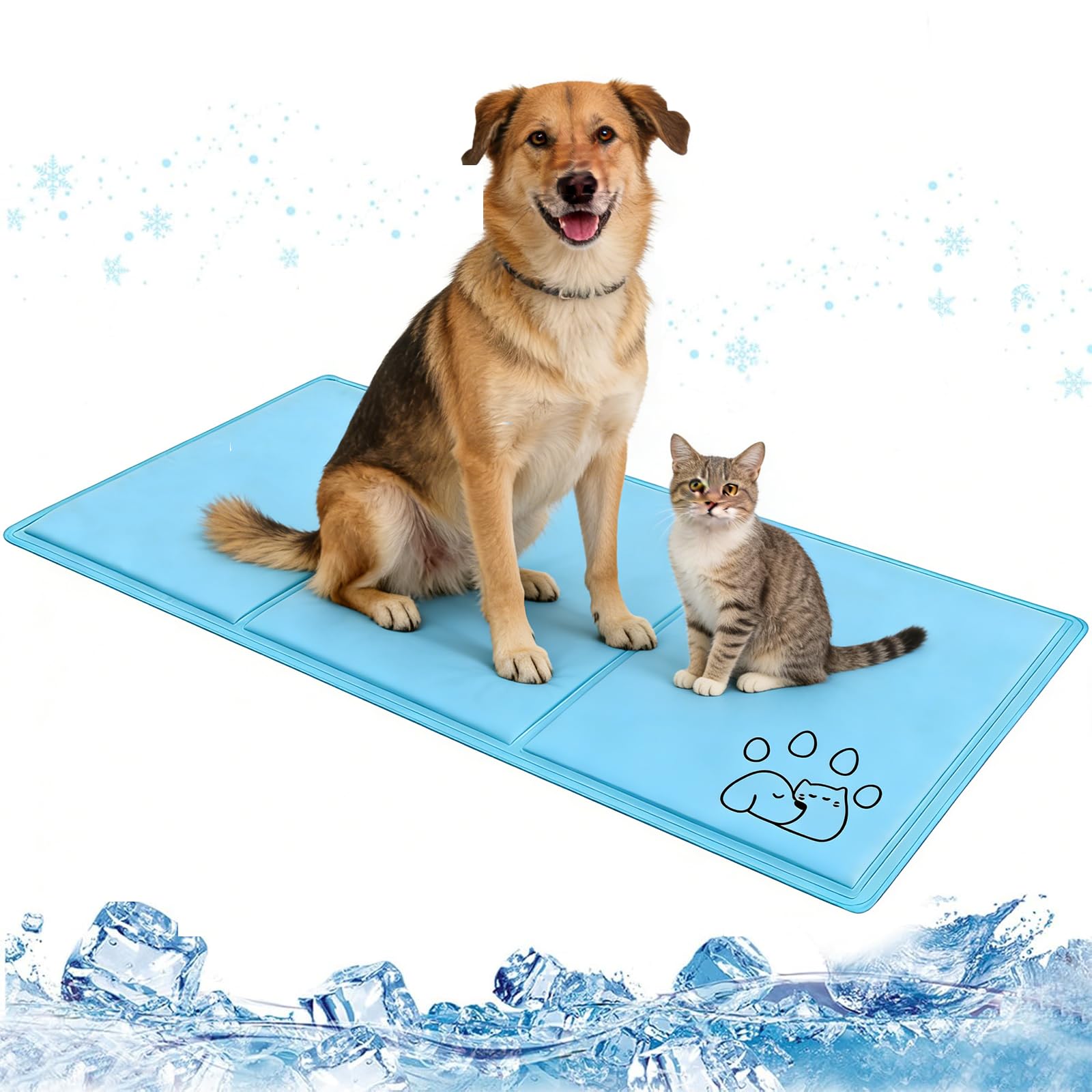 Esterilla de refrigeración para perros, 90 x 50 cm, esterilla de gel autorefrigerante de verano para perros y gatos, lavable, plegable, resistente a los arañazos, alfombrilla de refrigeración