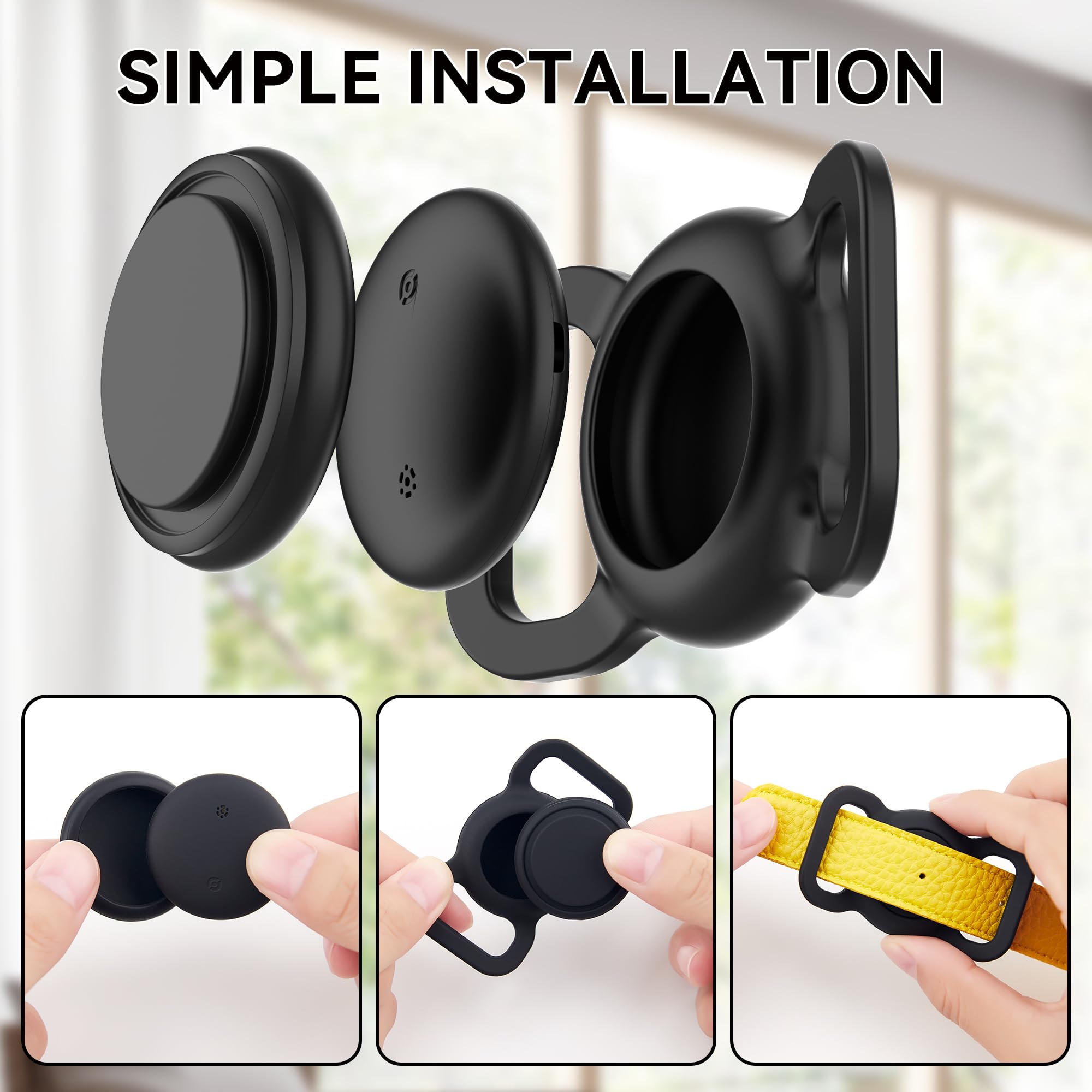 Waterproof Tracker Dog Collar Holder, GPS Dog/Cat Trackers (Smart Tag Included), Works with iOS (Only) Find My App, for Dogs Cats Pets -1 Pack Black - image 3