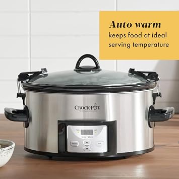 Crock-Pot 6 Quart Cook & Carry Programmable Slow Cooker with Digital Timer Stainless Steel (CPSCVC60LL-S) pack of 1