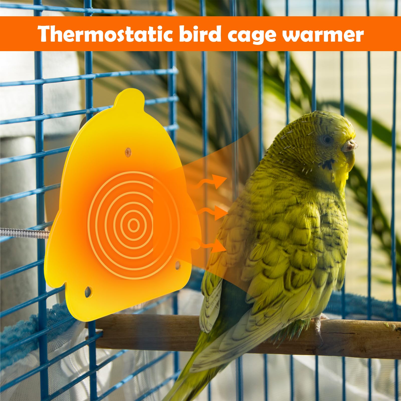 Calentador de pájaros para jaula, calefactor de pájaros con soporte de pájaros, calefacción termostática del gallinero, 12 V, calefacción para pequeños animales, loro, pollito, hámster