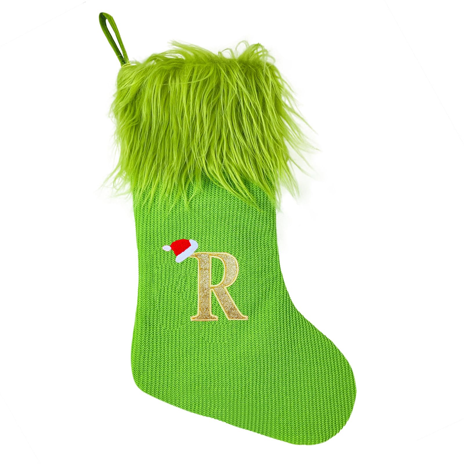 Tfaoys N Knitted Sock With Unique Embroidered Letter Large Capacity Christmas Stocking Elegant Fireplaces Hanging Ornament Wall Hanging Christmas Stockings