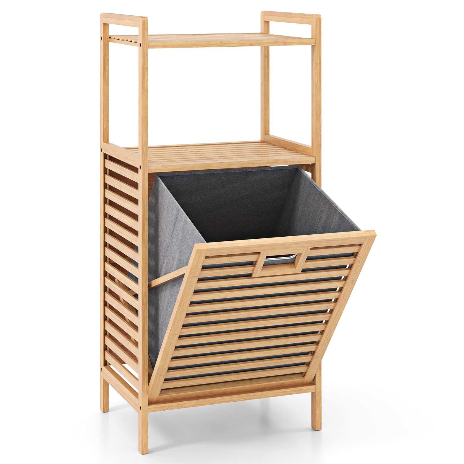 Multigot Tilt-out Laundry Hamper, 43L Bamboo Washing Clothes Basket