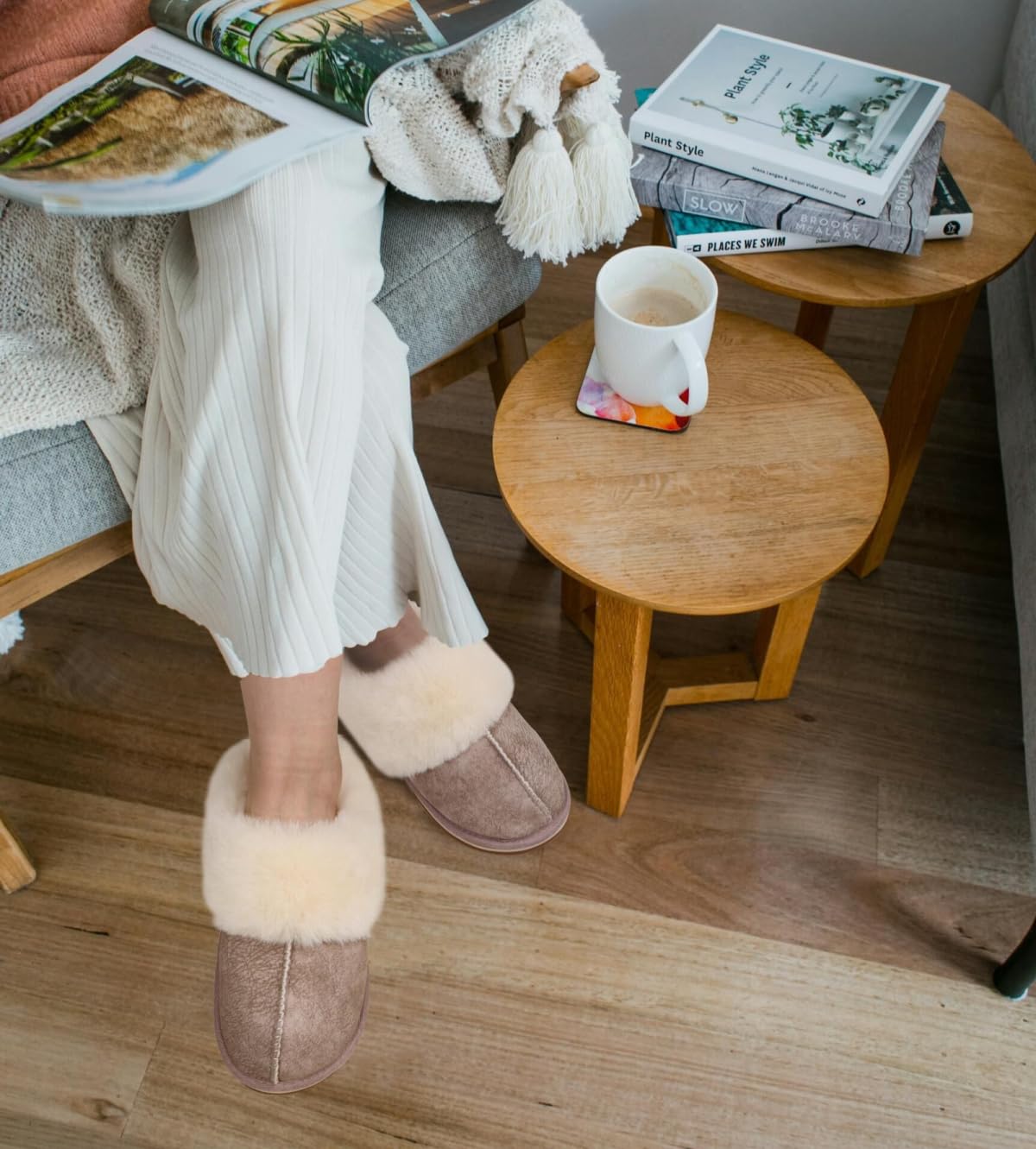 KuaiLu Pantofole Donna Invernali Pelose Pelle Chiuse Ciabatte Casa Calde Peluche Pelo Foderata Babbucce Comode Memory Foam Slippers Antiscivolo Suola Scarpe Nero 36