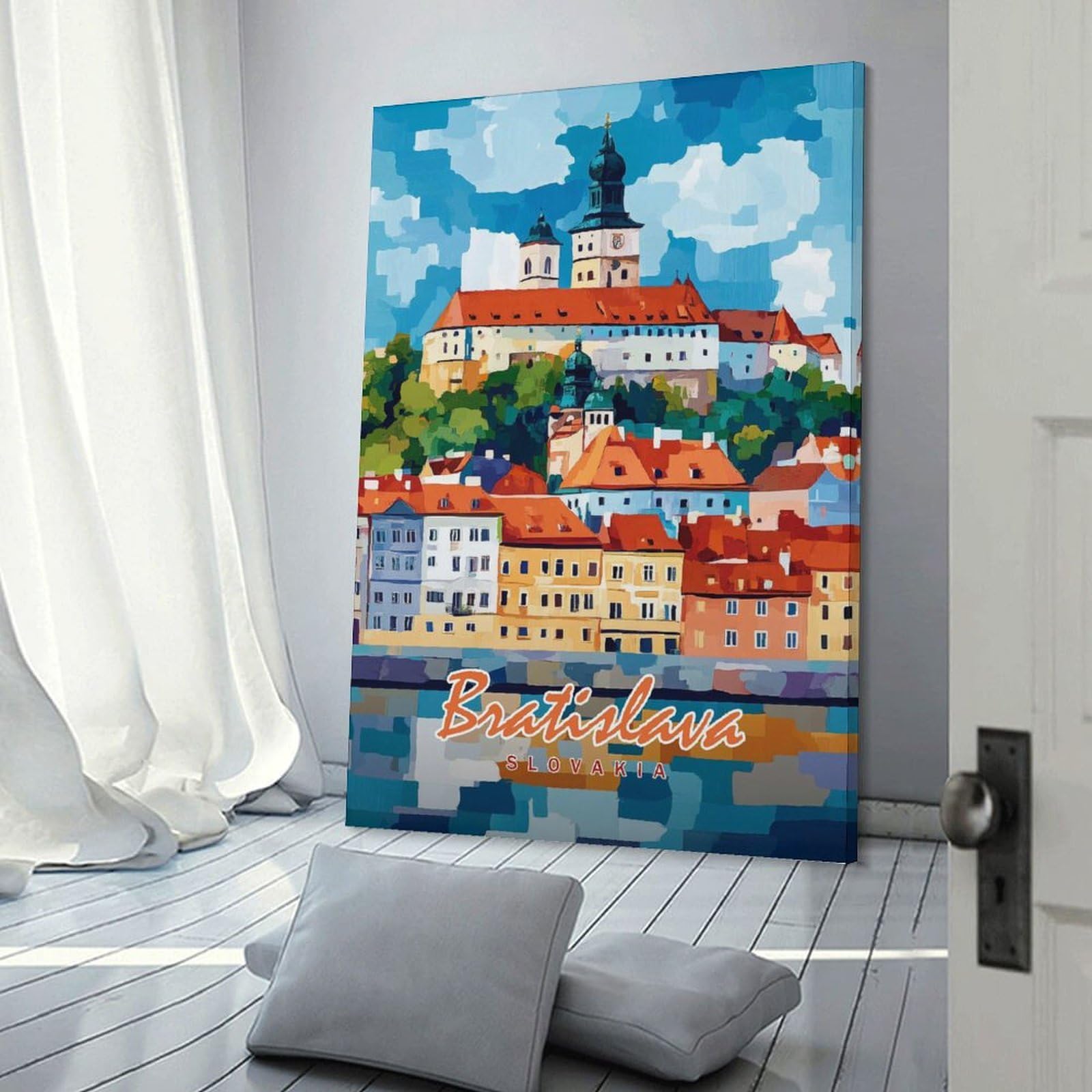 Junmoney Bratislava Castle Cityscape Home Decor Wall Art 20x30inch(50x75cm), for Living Room, Lounge Or Sitting Room, A Home Accent with Warm Character