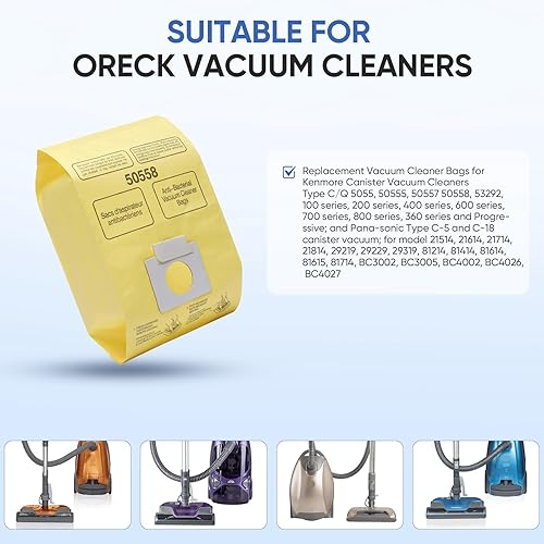 Miniatura 2 de Paquete de 20 bolsas de vacío compatibles con Kenmore Canister 5055, 50557,50558 y tipo C, C-18, 53292, 200 Series, 400 Series, 600 Series, 700