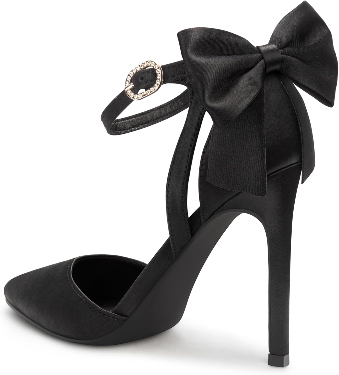 Carcuume Women's Closed Toe Heels Bow Stiletto Heel Sandals Pointed Toe Pumps Wedding Shoes - Image 5