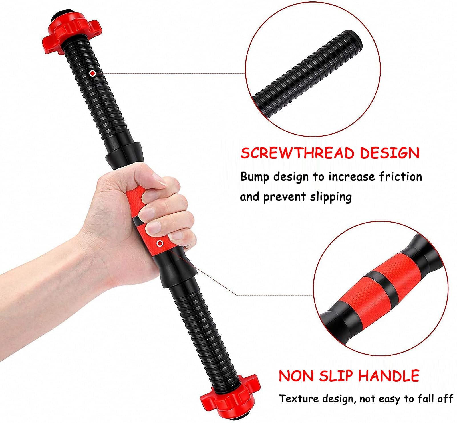 Set di 3 manubri da 35 cm + biella da 40 cm, adatti per dischi con un diametro di 3 cm, set di manubri con filettatura e impugnatura antiscivolo