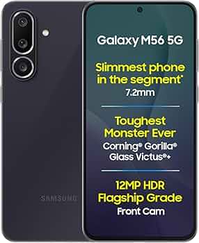 Samsung Galaxy M56 5G (Black, 8 GB RAM, 128 GB Storage) | Slimmest Phone in The Segment | Gorilla Glass Victus+ | 10 Bit HDR Video | Enhanced Nightogr...
