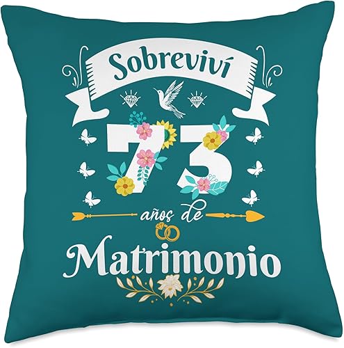 Miniatura 1 de Regalos Originales para Mujer Aniversario de Bodas Sobreviví 73 años Matrimonio Aniversario de Boda Pareja - Almohada (18 x 18 pulgadas), multicolor