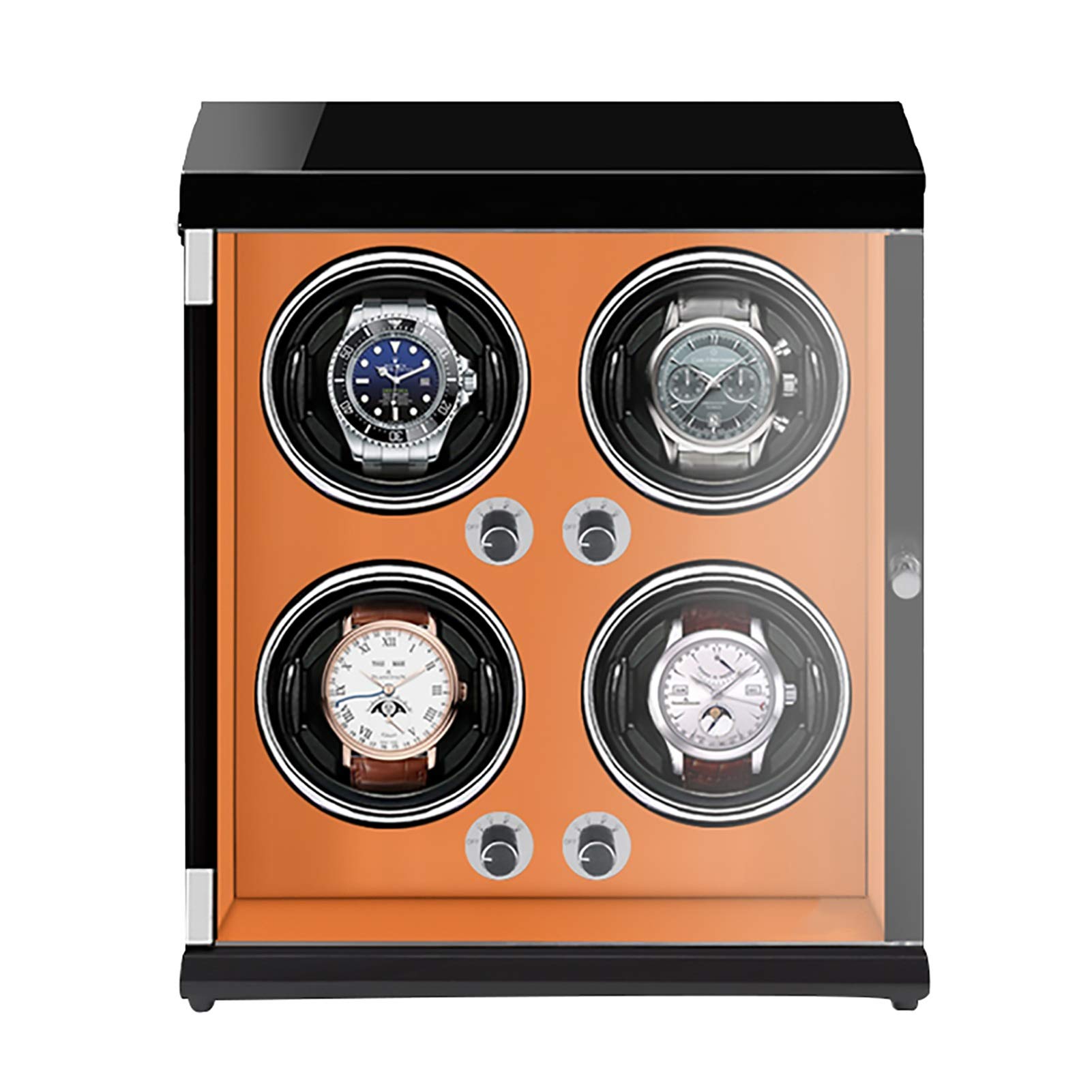 MYUYEE Watch Winder Spinner Winding Box Watch Winders - 4-Position Rechargeable Watch Shaker Mechanical Watch Winder Vertical Automatic Watch Winding Box With Light-Sensitive Le