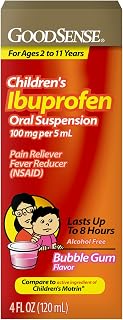 GoodSense Children's Ibuprofen Oral Suspension, 100 mg per 5 mL, Pain Reliever & Fever Reducer, Bubble Gum Flavor