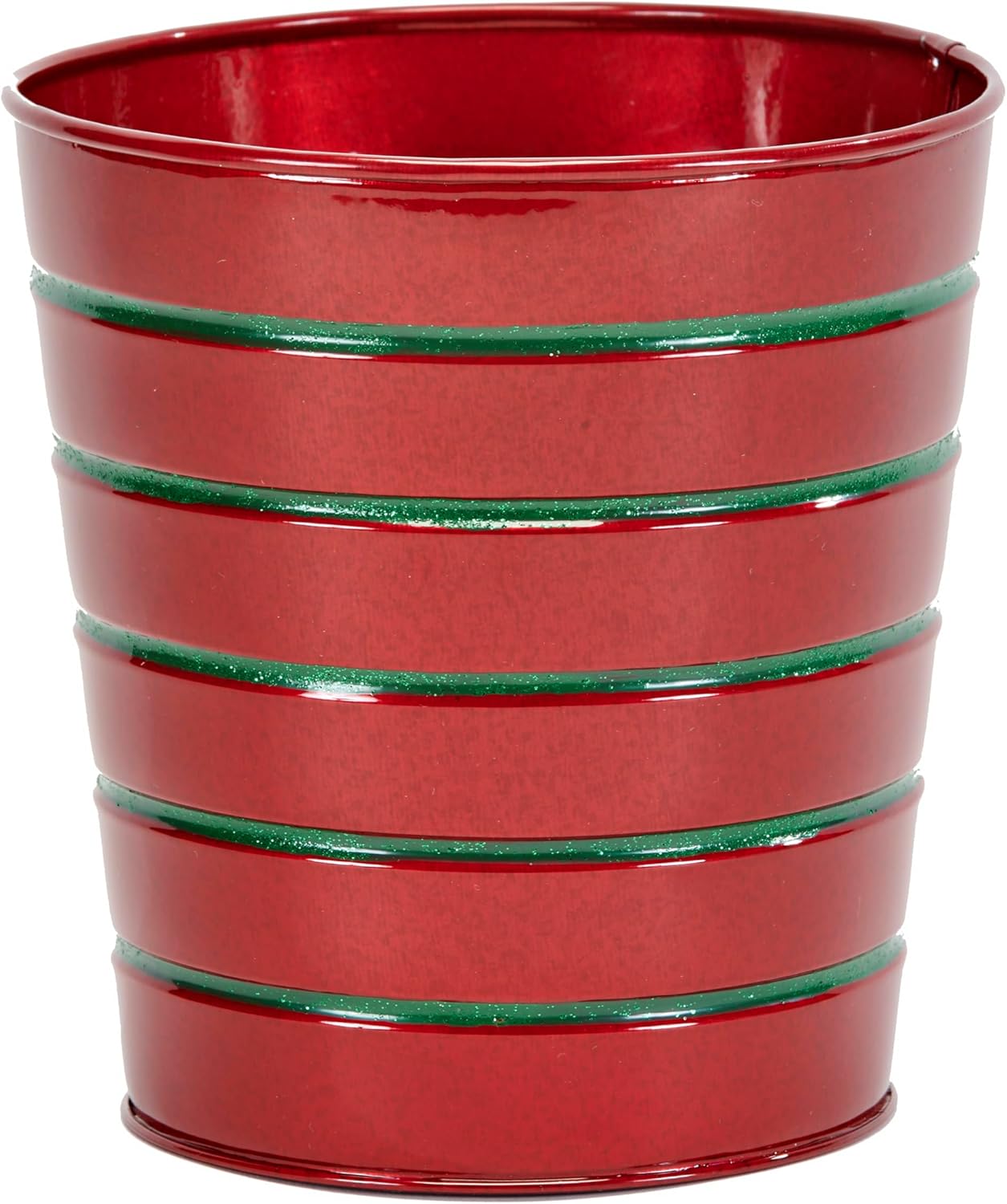 Galvanized Red Metal Container Bucket for Christmas Or Valentines Day6.25 Height, 6" Diameter, Set of 4