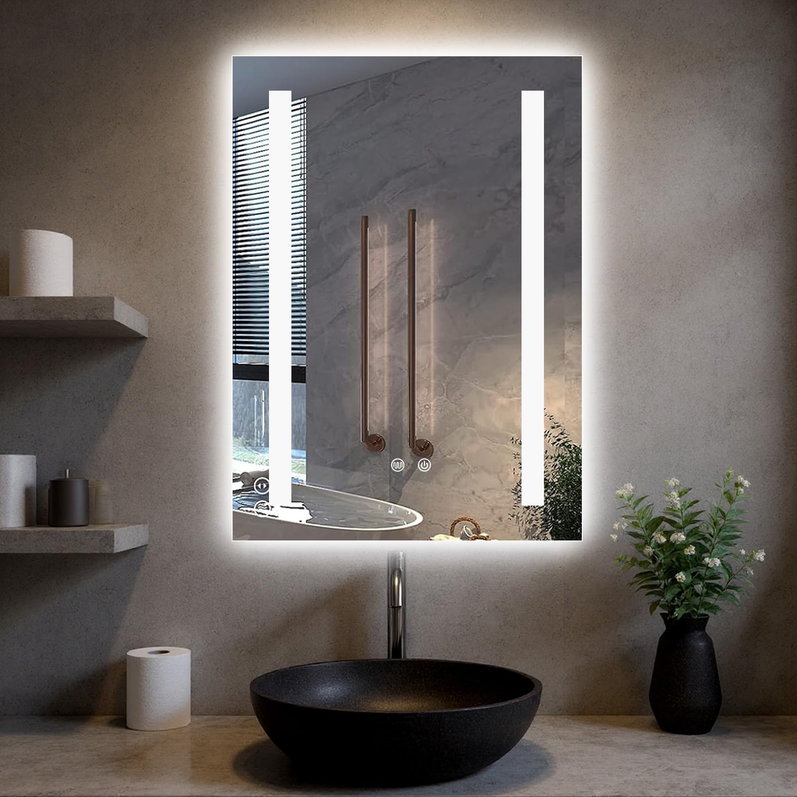 LED Bathroom Mirror – Square, Touch Switch, 3 Lighting Modes, Anti-Fog, Dimmable, IP54 Waterproof