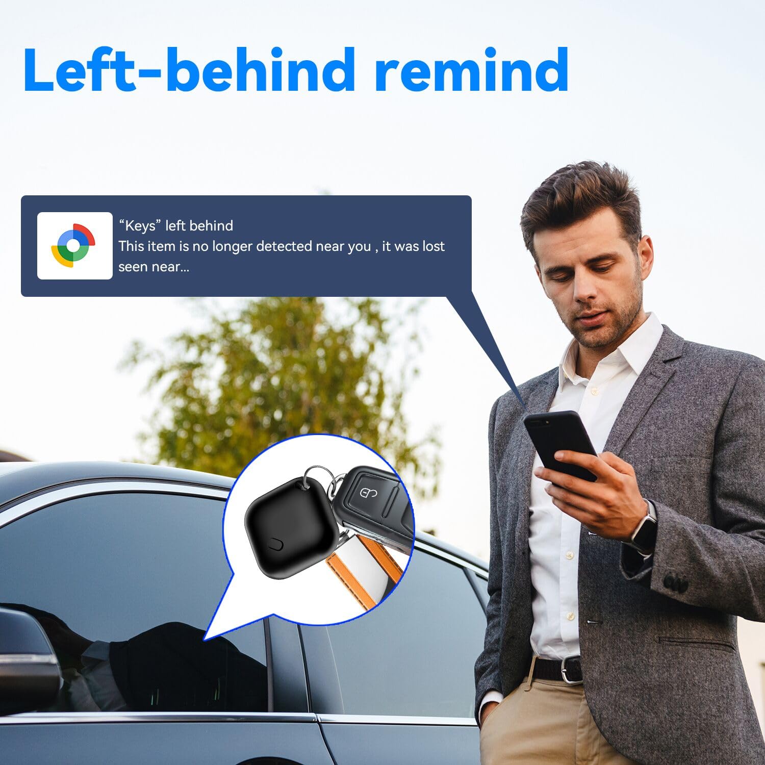 Smart Tag Android, Air Tag Localizzatore Bluetooth Compatibile con Trova dispositivo (Solo Android) Tag per Chiavi,Bagagli,Borse,Zaini,Impermeabile IP67 (nero, 2 pack)