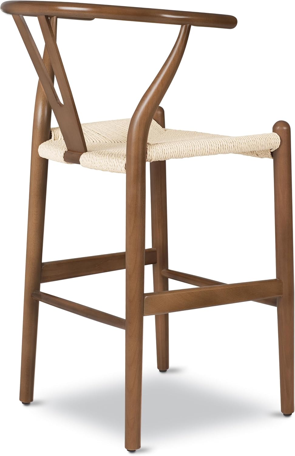 Poly & BARK Weave Counter Stool, 23” Height – Walnut Beech Wood Frame with Rope Woven Seat, Fully Assembled