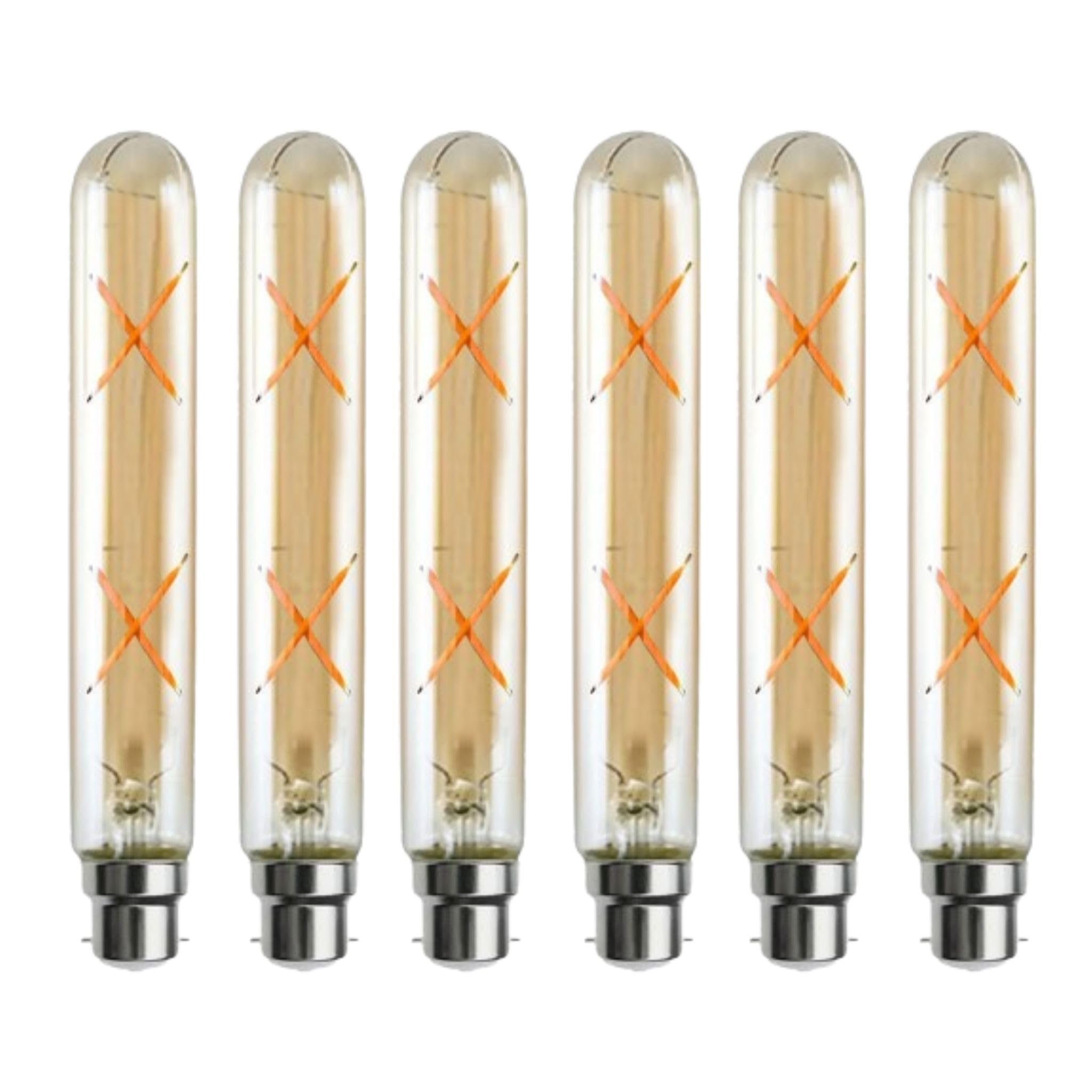 LEDSone 6-Pack, T185 Vintage LED Bulbs | 185mm Tubular B22 Bayonet | Energy Saving 4W Light Bulb 40W Equivalent | Non Dimmable Amber 2700K 450LM| Warm White
