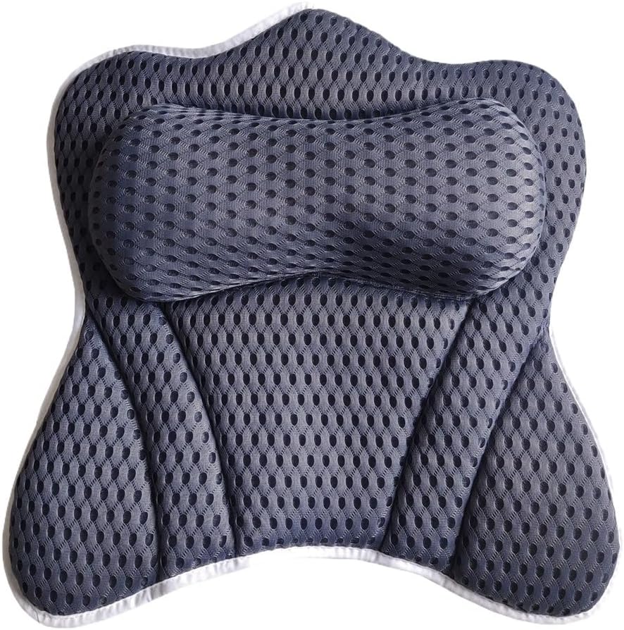 Bathtub Pillow Cushion with Suction Cup Hooks Breathable Bathroom Soaking Bath Quick Dry